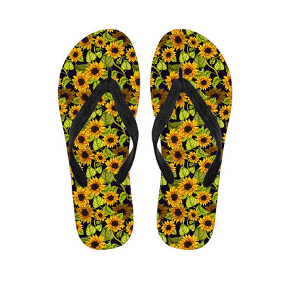 Hand Drawn Sunflower Pattern Print Flip Flops