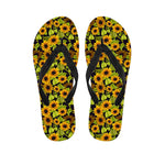 Hand Drawn Sunflower Pattern Print Flip Flops
