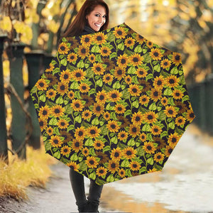 Hand Drawn Sunflower Pattern Print Foldable Umbrella