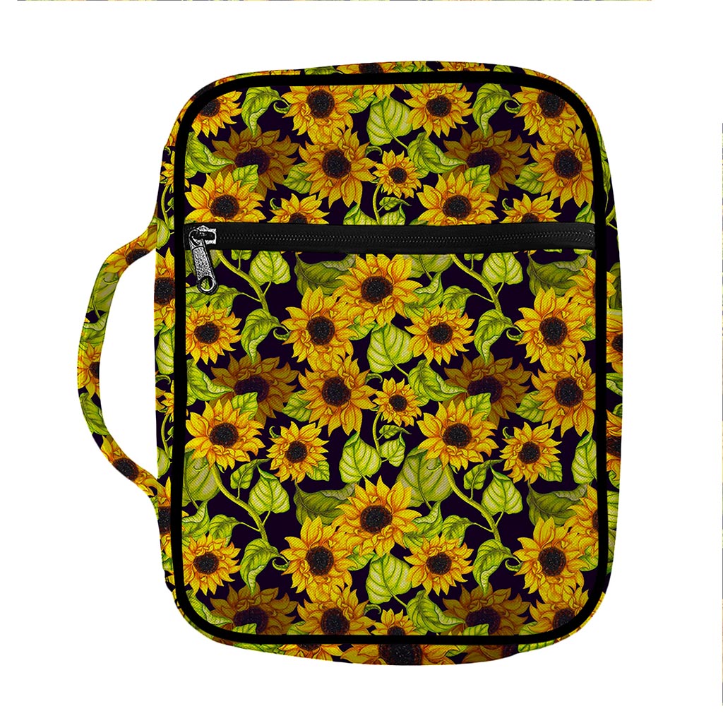 Hand Drawn Sunflower Pattern Print Front Pocket Bible Bag