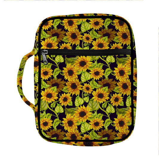 Hand Drawn Sunflower Pattern Print Front Pocket Bible Bag