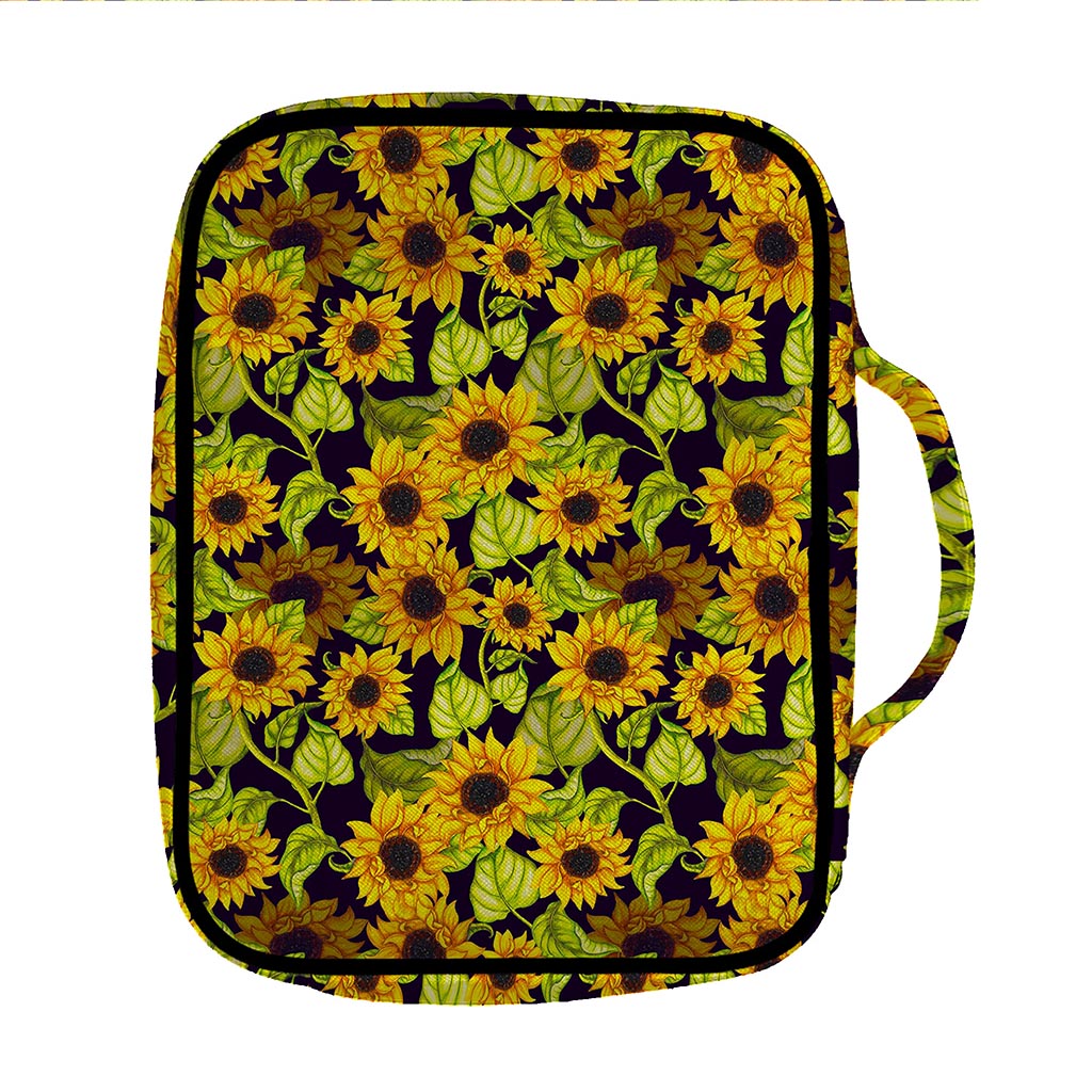 Hand Drawn Sunflower Pattern Print Front Pocket Bible Bag