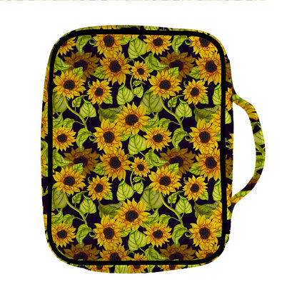 Hand Drawn Sunflower Pattern Print Front Pocket Bible Bag