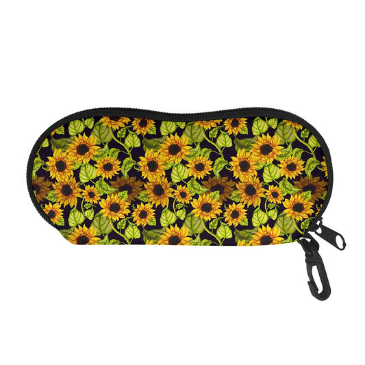 Hand Drawn Sunflower Pattern Print Glasses Case