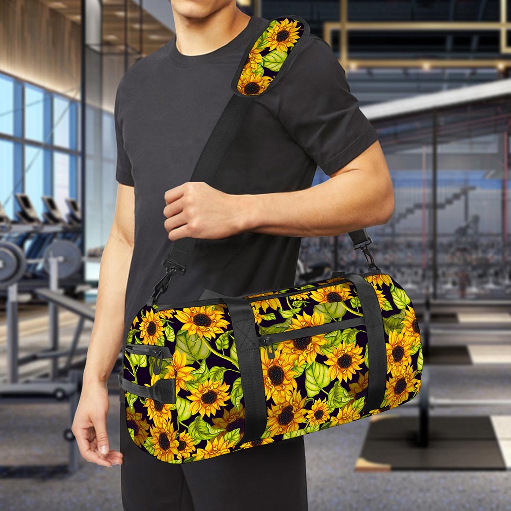 Hand Drawn Sunflower Pattern Print Gym Bag