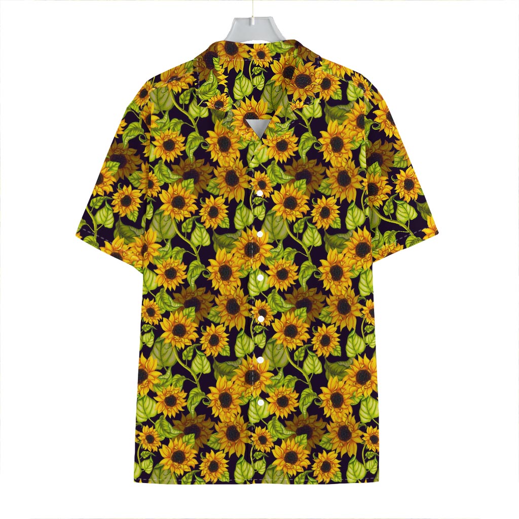 Hand Drawn Sunflower Pattern Print Hawaiian Shirt