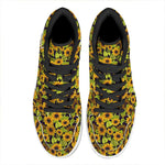 Hand Drawn Sunflower Pattern Print High Top Leather Sneakers