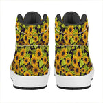Hand Drawn Sunflower Pattern Print High Top Leather Sneakers