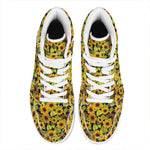 Hand Drawn Sunflower Pattern Print High Top Leather Sneakers