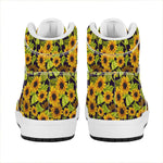 Hand Drawn Sunflower Pattern Print High Top Leather Sneakers