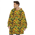 Hand Drawn Sunflower Pattern Print Hoodie Blanket