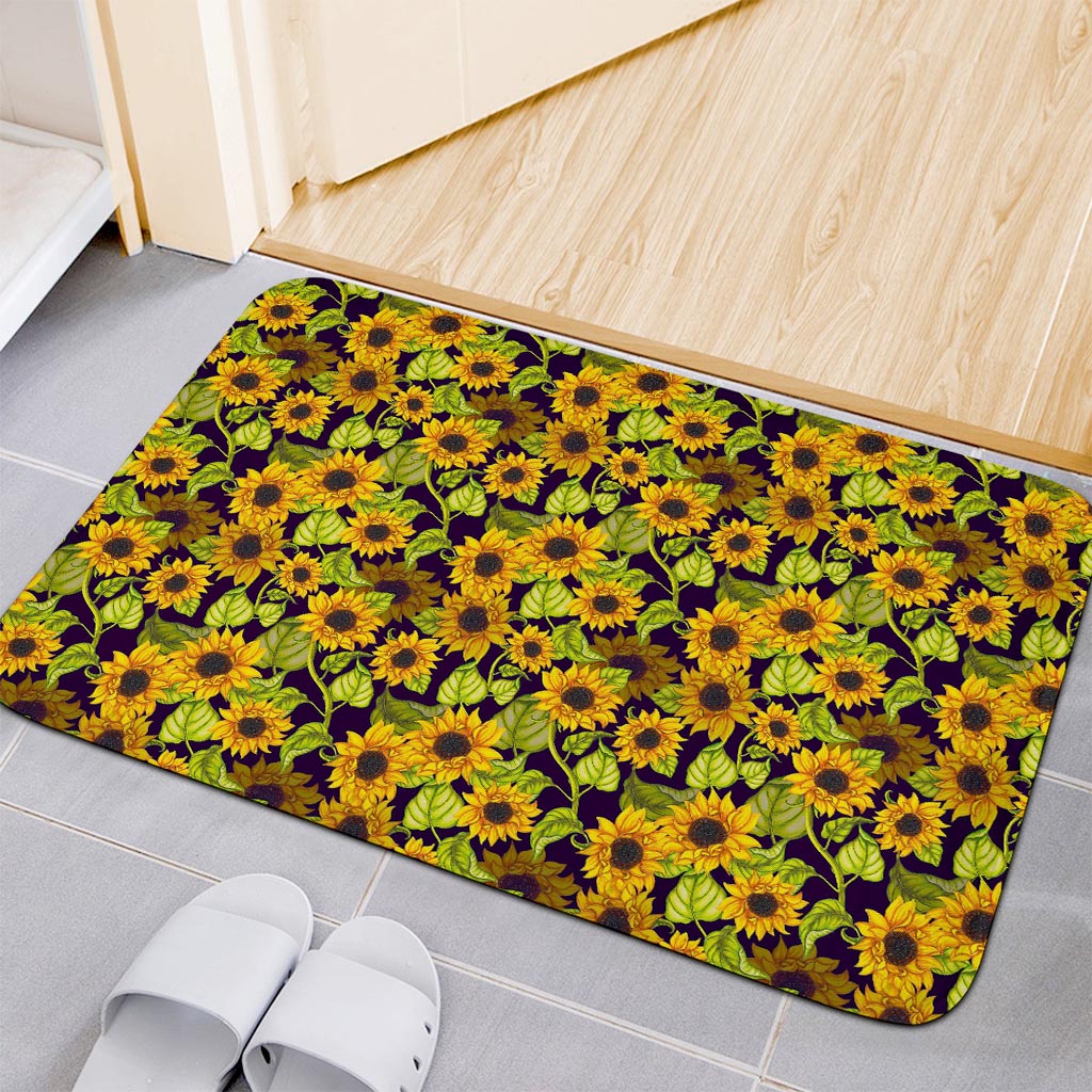 Hand Drawn Sunflower Pattern Print Indoor Door Mat