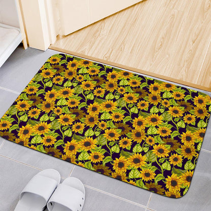 Hand Drawn Sunflower Pattern Print Indoor Door Mat