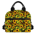 Hand Drawn Sunflower Pattern Print Insulated Lunch Bag