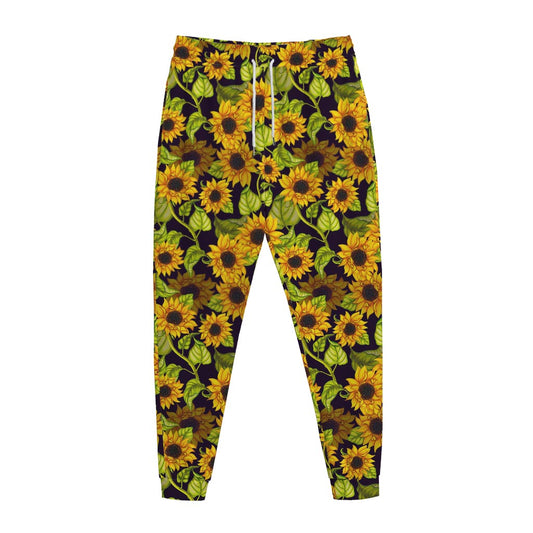 Hand Drawn Sunflower Pattern Print Jogger Pants