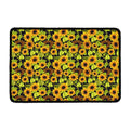 Hand Drawn Sunflower Pattern Print Kitchen Mat