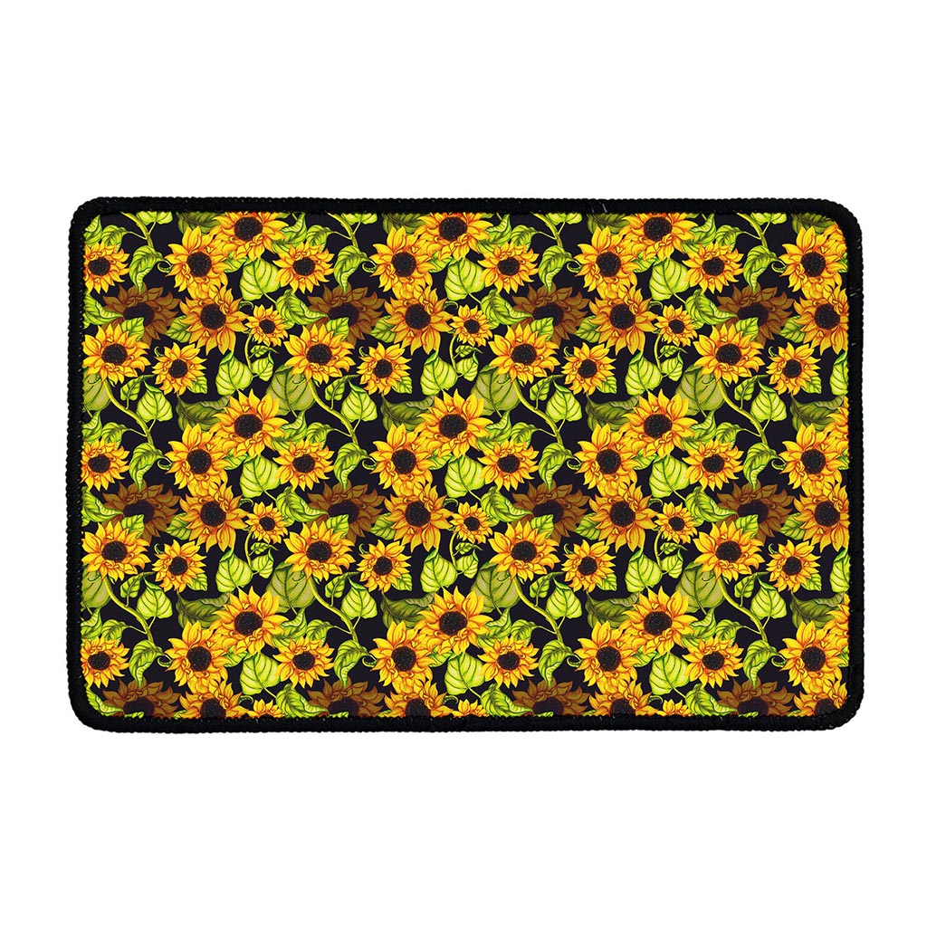 Hand Drawn Sunflower Pattern Print Kitchen Mat
