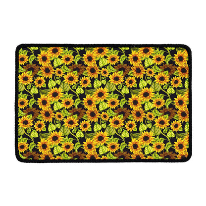 Hand Drawn Sunflower Pattern Print Kitchen Mat