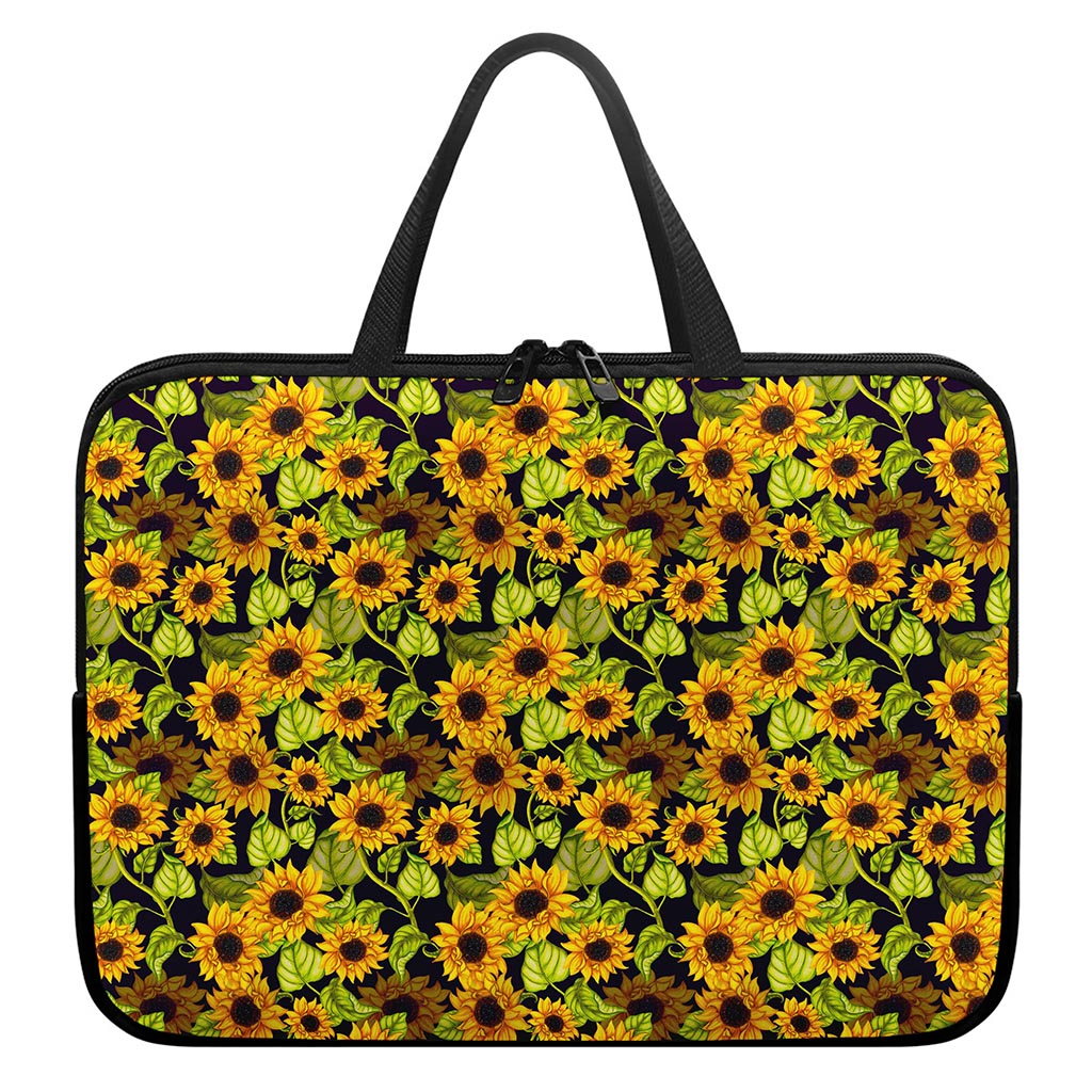 Hand Drawn Sunflower Pattern Print Laptop Sleeve With Handle