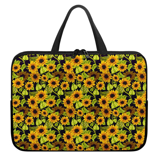 Hand Drawn Sunflower Pattern Print Laptop Sleeve With Handle