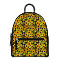 Hand Drawn Sunflower Pattern Print Leather Backpack