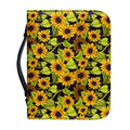Hand Drawn Sunflower Pattern Print Leather Bible Cover