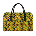 Hand Drawn Sunflower Pattern Print Leather Duffel Bag