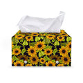 Hand Drawn Sunflower Pattern Print Leather Tissue Box Cover
