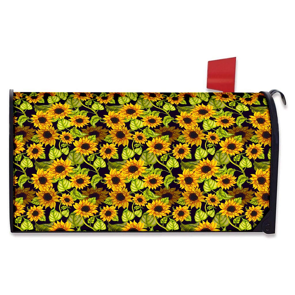 Hand Drawn Sunflower Pattern Print Mailbox Cover