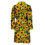 Hand Drawn Sunflower Pattern Print Men's Bathrobe