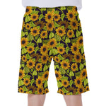 Hand Drawn Sunflower Pattern Print Men's Beach Shorts