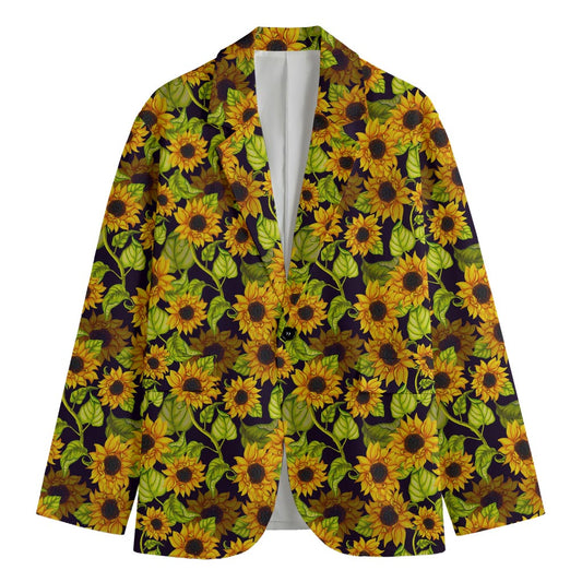 Hand Drawn Sunflower Pattern Print Men's Blazer