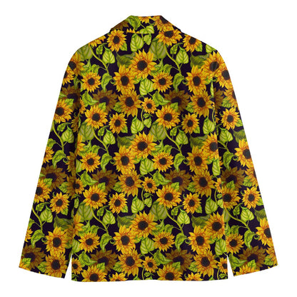 Hand Drawn Sunflower Pattern Print Men's Blazer