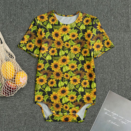 Hand Drawn Sunflower Pattern Print Men's Bodysuit