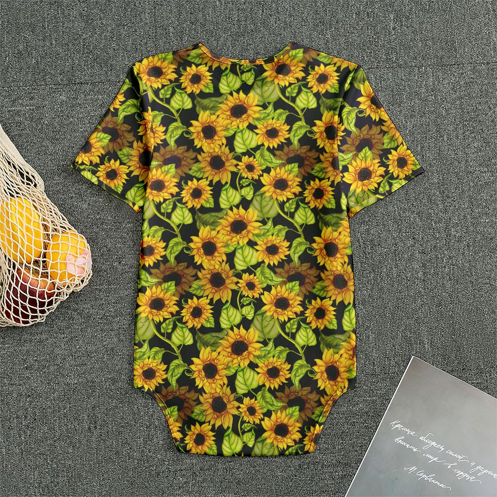 Hand Drawn Sunflower Pattern Print Men's Bodysuit