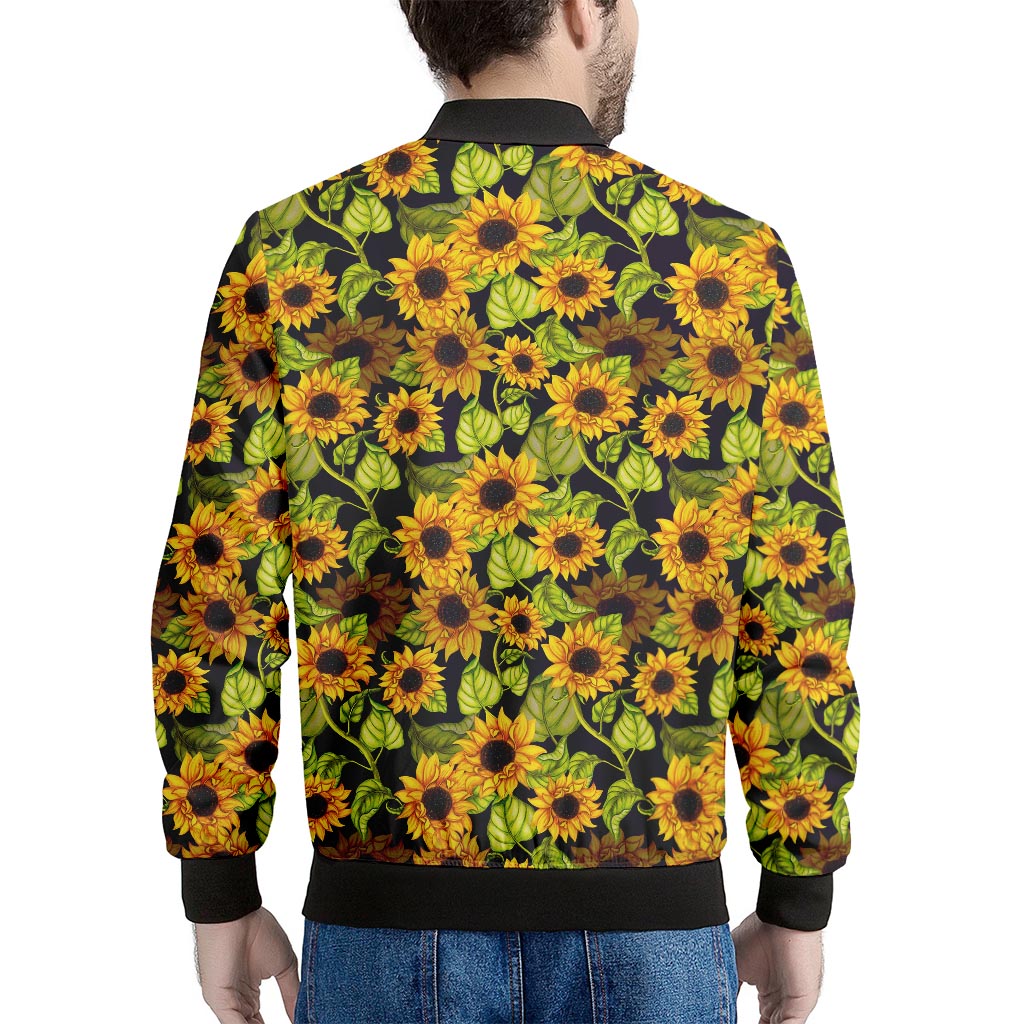 Hand Drawn Sunflower Pattern Print Men's Bomber Jacket