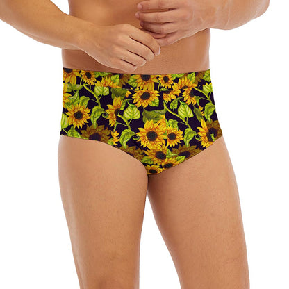 Hand Drawn Sunflower Pattern Print Men's Briefs