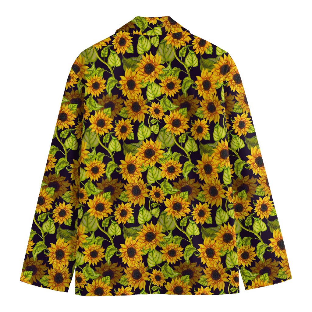 Hand Drawn Sunflower Pattern Print Men's Cotton Blazer