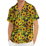 Hand Drawn Sunflower Pattern Print Men's Deep V-Neck Shirt