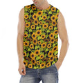 Hand Drawn Sunflower Pattern Print Men's Fitness Tank Top
