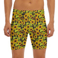 Hand Drawn Sunflower Pattern Print Men's Long Boxer Briefs