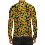 Hand Drawn Sunflower Pattern Print Men's Long Sleeve Rash Guard