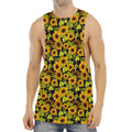 Hand Drawn Sunflower Pattern Print Men's Muscle Tank Top