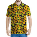 Hand Drawn Sunflower Pattern Print Men's Polo Shirt