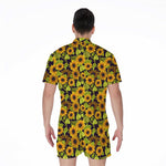 Hand Drawn Sunflower Pattern Print Men's Rompers