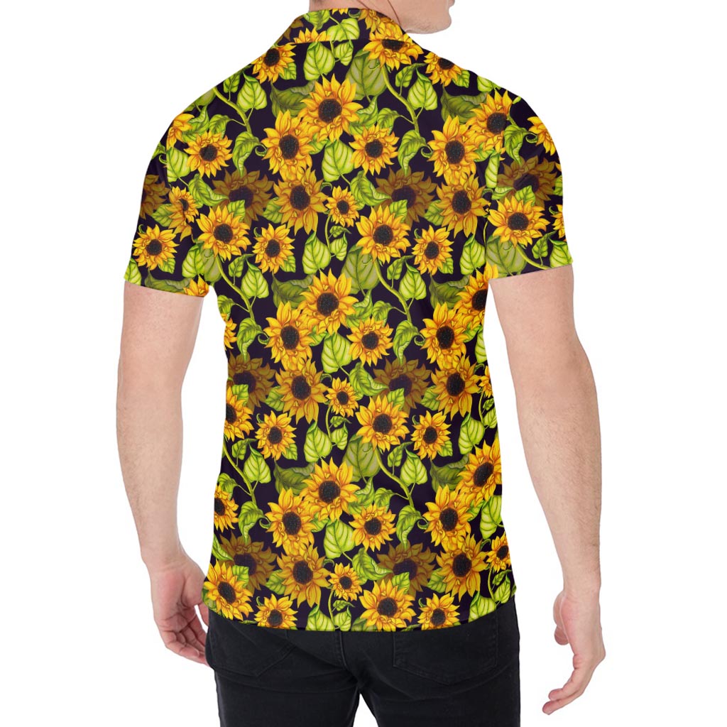 Hand Drawn Sunflower Pattern Print Men's Shirt