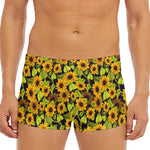 Hand Drawn Sunflower Pattern Print Men's Short Boxer Briefs