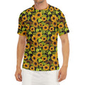 Hand Drawn Sunflower Pattern Print Men's Short Sleeve Rash Guard
