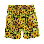 Hand Drawn Sunflower Pattern Print Men's Sports Shorts