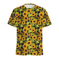 Hand Drawn Sunflower Pattern Print Men's Athletic T-Shirt